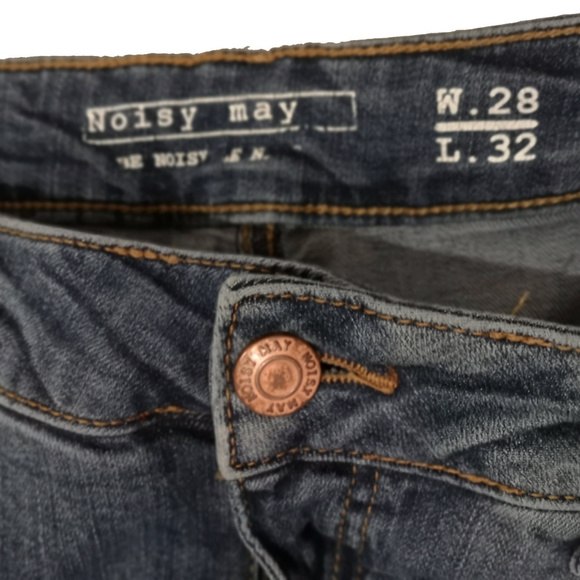 Noisy May Women Skinny Distressed Blue Jeans 28" - Picture 2 of 3